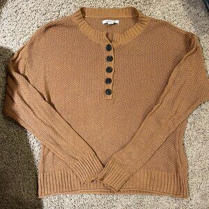 American Eagle Carmal Quarter Button Sweater (Size S)